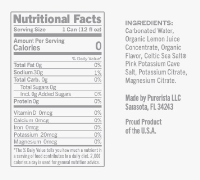 PURERISTA EPICUREAN WATER - BLOOD ORANGE  12PK 120Z SLEEK CANS